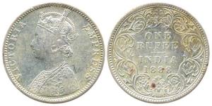 Victoria Empress, Silver, Rupee, 1888, obv. C, rev. I, B incuse, Bombay Mint. Fine, Rare.