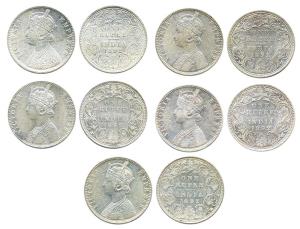 Victoria Empress, Silver, Rupee, 1892, obv. C, rev. I, 5 different varieties, C incuse, Ca