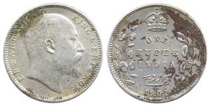 King Edward VII, Silver, Rupee, 1903, Wrong Urdu, three dots instead of five dots, Calcutt