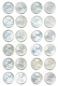 King George V, Silver, Rupee, 1911 to 1922, Bombay Mint. Uncirculated, Scarce as a set. (1