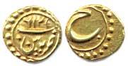 Tipu Sultan, Gold, Fanam, Pattan Mint, AM 1216, AD 1787. Extremely Fine.