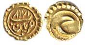 Tipu Sultan, Gold, Fanam, Pattan Mint, AM 1218, AD 1789. Extremely Fine.
