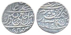 Silver, Rupee, Najibabad Mint, in the name of Shah Alam II, RY 33, letter Meem in the seen