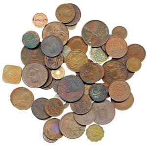 Native State, East India Company and British India copper coins, lot of 63 pcs. Fine to Ve
