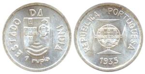 Silver, Rupee, 1935 Rupee. Uncirculated.