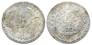 Silver, ½ Pagoda, 21.17g, Vishnu standing on obv, Gopuram on rev, empty buckle type. Count
