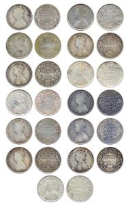 Victoria, Silver (13), ½ Rupee, various dates and types 1862, 1875, 1892, 1893, 1894, 1897