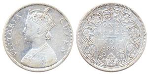 Victoria Queen, Silver, Rupee, Error, 1862, with ghost image on rev. Fine, Rare.