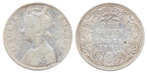Victoria Empress, Silver, Rupee, 1897. Fine, Rare date.