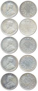 George V, Silver, Pig Rupee, 1911. Fine + to Very Fine, Scarce. (5)