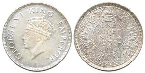 George VI, Silver, Rupee, 1938, Bombay Mint. Extremely Fine, with mint lusture.