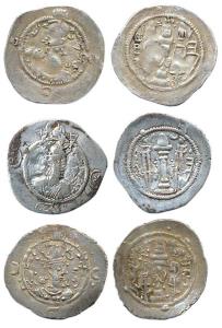 Sassanian, Silver, bust of the ruler to right on obv, Fire Altar with attendants on rev. F
