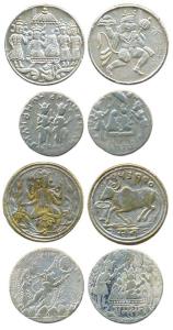 Assorted Temple tokens, Silver (1), brass (3), all different varieties and types. Very Fin