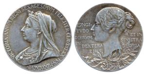 Victoria's Diamond Jubilee Medal, Silver, 1837-1987, matured bust of the Queen to left on 
