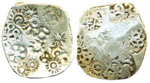 Punch-marked Coins, Kashi Janapada under Kosala Janapada, Silver, 4.60 g, Vimshatika, four