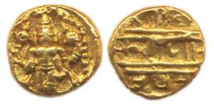 Vijayanagara Empire, Venkatapati Raya I, Gold, Pagoda, Tirupati Balaji on obv, Nagari lege