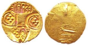 Paramaras of Vidarbha, Jagadeva, Gold, Punches of a temple showing a human being, probably