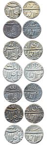 Akbar, Silver (7), Rupee, Ahmedabad Mint, Allahu Akbar on obv., 7 different Months: Bahman