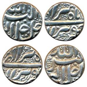 Akbar, Silver (2), Rupee, Berar Mint, Allahu Akbar on obv., Tir Month, Persian word Ram on