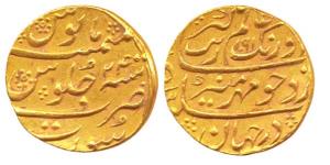 Aurangzeb, Gold, Mohur, Surat Mint, AH 1091/24, broad flan (SA 315.45). Very Fine+ and bet