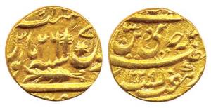 Brijis Qadr (AD 1857-58), Gold, Ashrafi, Suba Awadh Mint, AH 1229/26 (KM 390). Very Fine, 