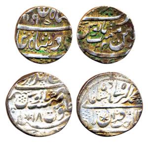 Silver (2), Rupee, Bharatpur, Brajinderpur Mint, in the name of Muhammad Akbar II; Gwalior