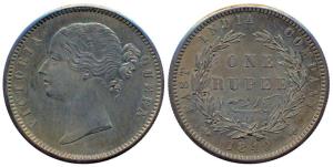 Victoria Queen, Silver, Rupee, Pattern, Divided legend, 1849. Proof, Extremely Rare.
