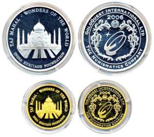 Taj Mahal medallion, gold 6g. and silver 31.1g, 2006, private issue by Gold-quest Internat