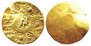 Chalukyas of Kalyan, Gold, Pagoda, a Garuda running to right in centre with a number of pu