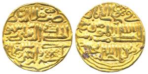 Muhammad bin Tughlaq III, Gold, Tanka, in the name of al-Mustkfi, Dehli Mint (G&G D427). V