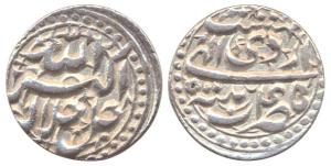 Akbar, Silver, Rupee, Patna Mint, Allahu Akbar on obv., Ardibihisht Month, Nazarana-like f