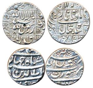 Shah Jahan, Silver (2), ½ Rupee, Surat Mint, two different varieties. Very Fine+, Scarce. 