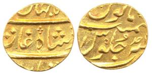 Shah Jahan II, Gold, Mohur, Surat Mint, RY Ahad. About Extremely Fine, Scarce.