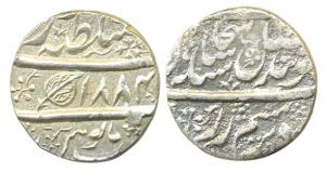 Ranjit Singh, Silver, Rupee, Lahore Mint, VS 1884, in the name of Guru Nanak devji. About 