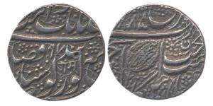 Amritsar Mint, Silver, Rupee, VS 1885/97. Aum in Nagari on obv., in the name of Guru Govin