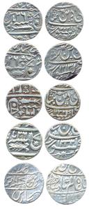 Muhammadabad Banaras Mint, Silver (5), Rupee, all different varieties and dates. Very Fine