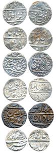 Assorted lot of Silver (6), Rupee, Bhopal, Ahmedabad Ankushi Rupee, Bikaner, Bareli of the