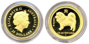 Australia, Year of the Dog 2006, Gold 7.77 g., $ 25, Lunar Series. Proof, in original box 