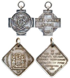 Bombay Red Cross Week, 1922, cross and monogram on obv, monogram on the rev.; Bombay Presi