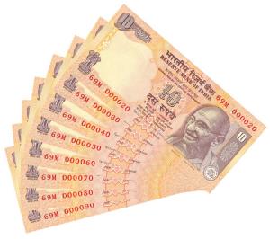 Rupees 10, a set of 8 fancy numbers, 000020-000090, Signed Bimal Jalan. Uncirculated. (8)