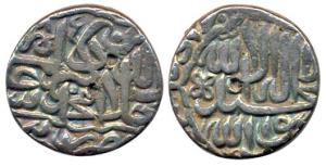 Akbar, Silver, Rupee, Jaunpur Mint, Kalima type, AH 985. Very Fine.