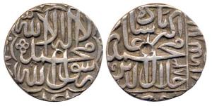Akbar, Silver, Rupee, Agra Mint, Kalima type, AH 983, mint name not visible. Very Fine.
