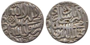 Akbar, Silver, Rupee, Agra Mint, Kalima type, AH 983, mint name not visible. Very Fine.