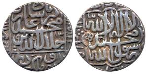 Akbar, Silver, Rupee, Agra Mint, Kalima type, AH 983. Very Fine.