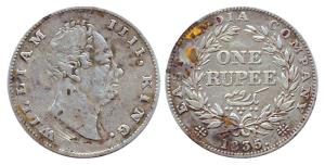 William IV, Silver, Rupee, 1835, Calcutta Mint, obv A / rev II 19 Berries, ‘F’ incuse. Abo