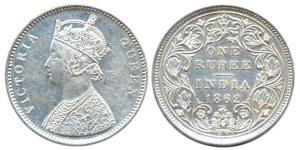 Victoria Queen, Silver, Rupee, 1862, Bombay Mint, A / II / 2 / 0. Extremely Fine.