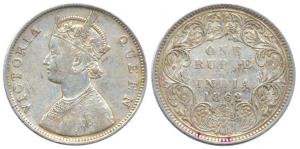 Victoria Queen, Silver, Rupee, 1862, B / I / 0 / 4. About Fine, Very Rare.