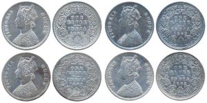 Victoria Queen, Silver (4), Rupee, 1862, Calcutta Mint, A / 0 / 0 With Crescent (1), Witho