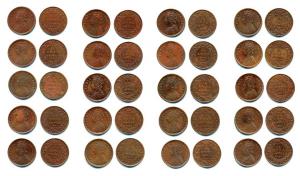 Victoria Empress, Copper (20), 1/12 Anna, 1887, Bombay Mint (2), 1890, Calcutta Mint (11),