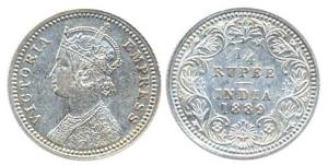 Victoria Empress, Silver, ¼ Rupee, 1889, Calcutta Mint, obv C / rev II, ’C’ incuse. Very F